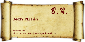Bech Milán névjegykártya